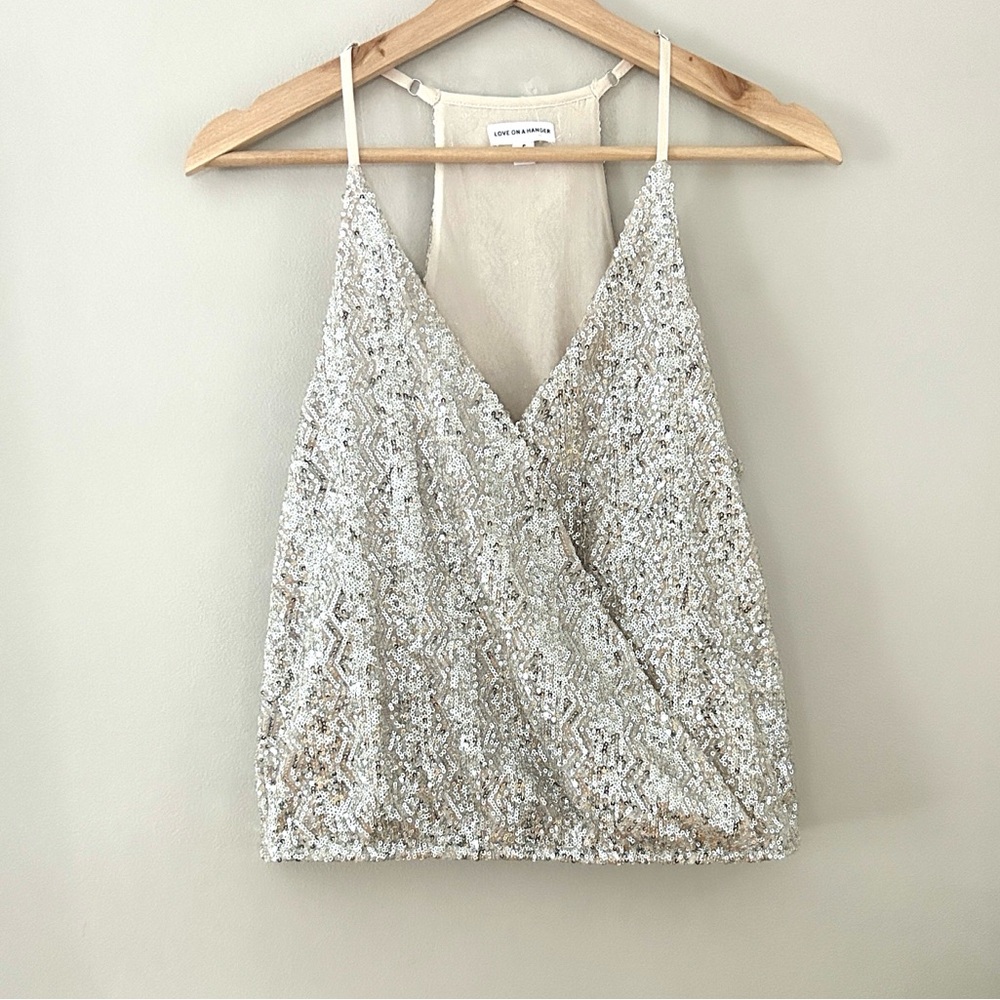 NWT Love on a Hanger Cream/Silver Sequin Top
